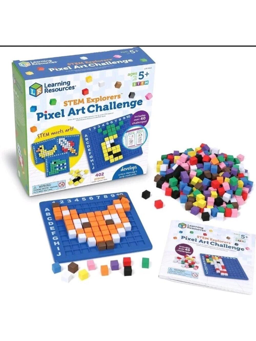 New Learning Resources STEM Explorers Pixel Art Challenge, 402 Pieces, Ages 5+